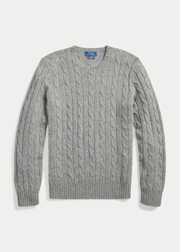 Polo Ralph Lauren Cable-Knit Cashmere Striktrøje Herre Danmark (HEXTC4295)